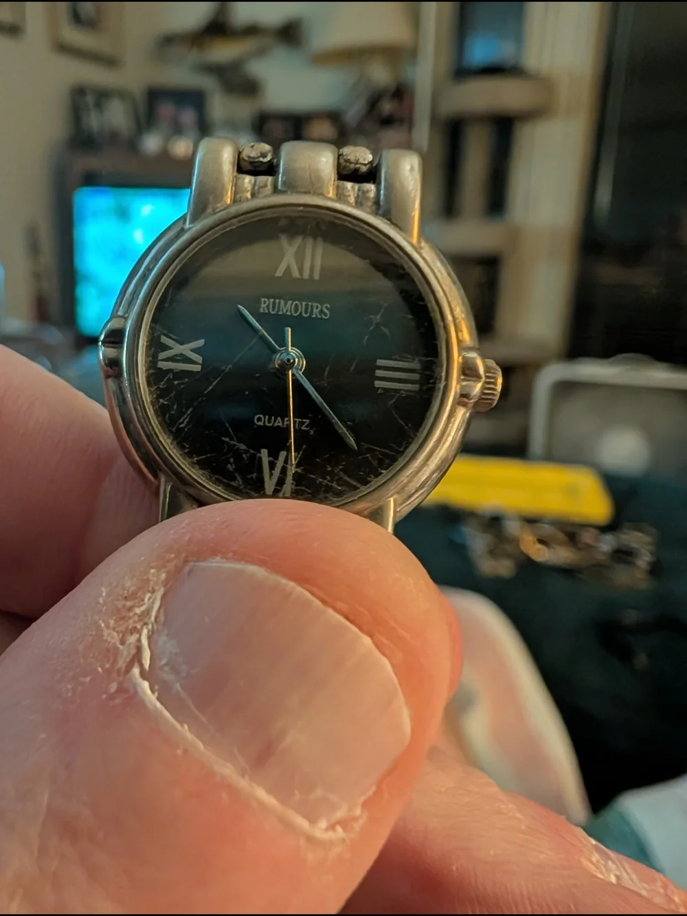 Rumours Black Dial Quartz Watch with Silver Case Brand New Battery In It